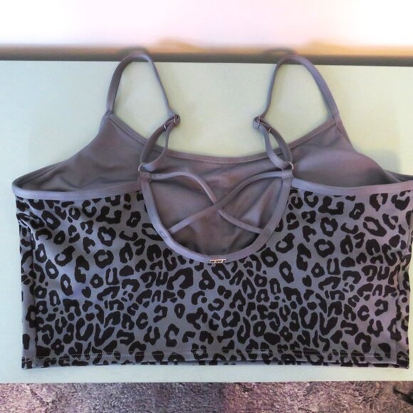 Pink Active Dark Steel Ultimate‎ Lightly Lined Leopard Gray Sport Bra Top L - Picture 6 of 9